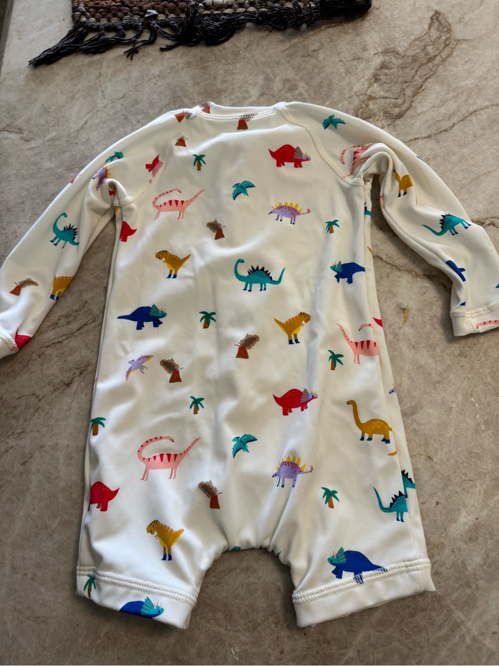 Quince White Kids One-Piece Swimsuit with Multicolor Dino Print - Picture 2 of 6